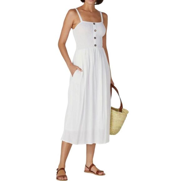 Louna White Midi Sundress Size Small - Picture 1 of 7